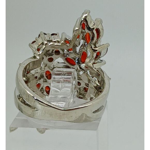 Vintage Silver and Red Floral Ring - Picture 10 of 10